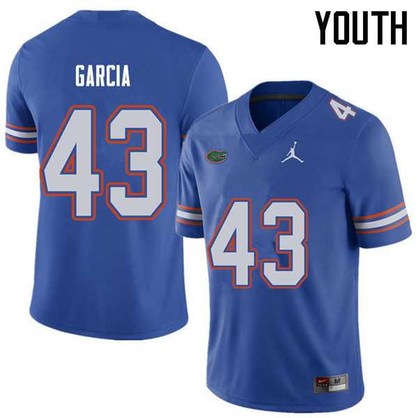 Jordan Brand Youth #43 Cristian Garcia Florida Gators College Football Jerseys Sale-Royal - Click Image to Close